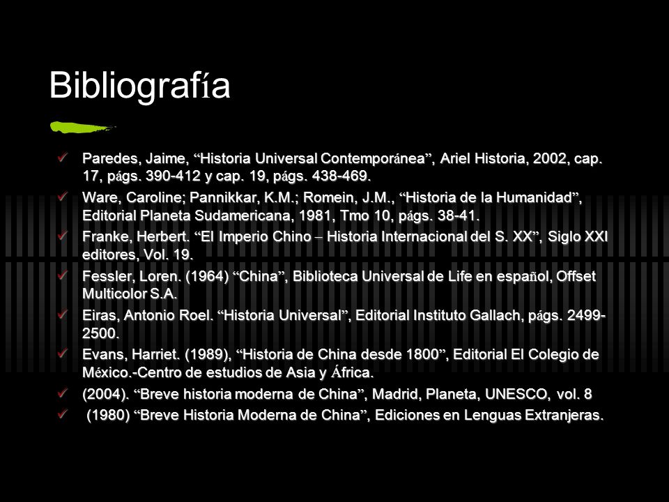 Bibliografía Paredes, Jaime, Historia Universal Contemporánea , Ariel Historia, 2002, cap. 17, págs y cap. 19, págs