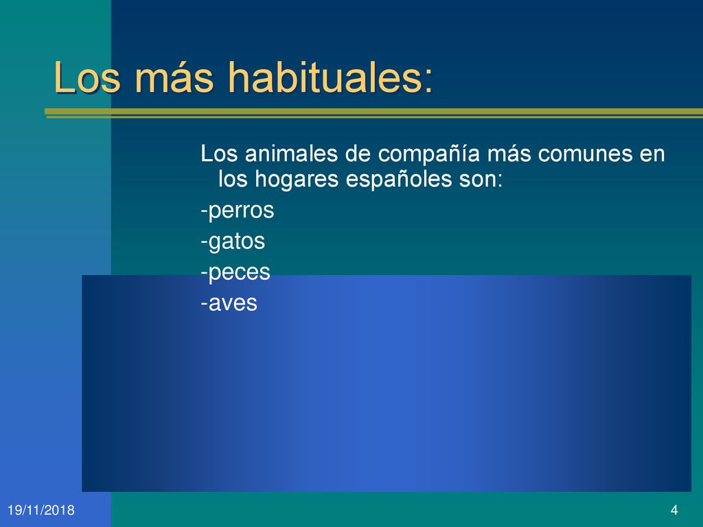 Los más habituales: Los animales de compañía más comunes en los hogares españoles son: -perros. -gatos.