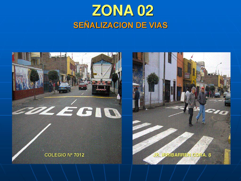 ZONA 02 SEÑALIZACION DE VIAS COLEGIO Nº 7012 JR. IRRIBARREN CDRA. 8