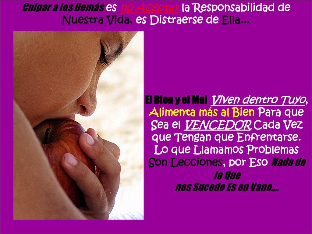 Culpar a los Demás es no Aceptar la Responsabilidad de Nuestra Vida, es Distraerse de Ella...