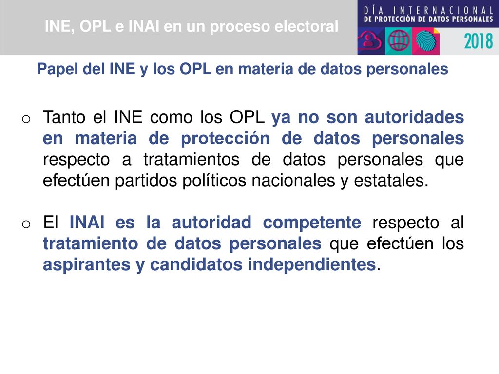 Papel del INE y los OPL en materia de datos personales