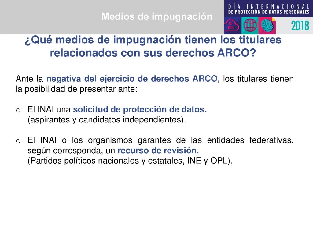 Medios de impugnación ¿Qué medios de impugnación tienen los titulares relacionados con sus derechos ARCO