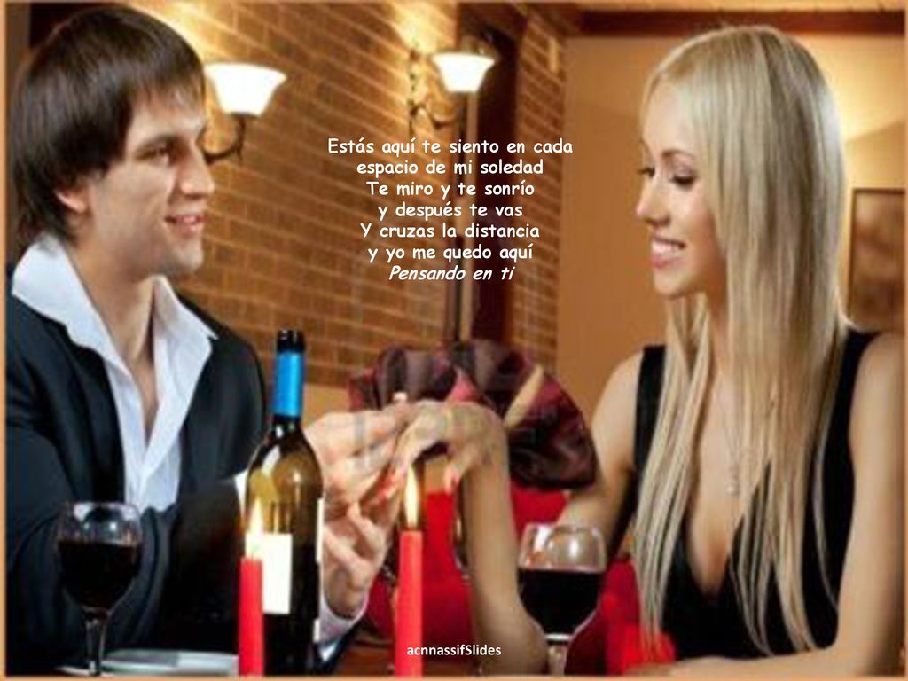 Estás aquí te siento en cada espacio de mi soledad Te miro y te sonrío y después te vas Y cruzas la distancia y yo me quedo aquí Pensando en ti