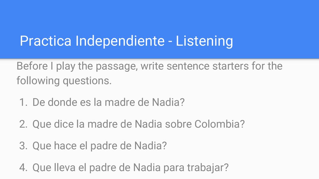 Practica Independiente - Listening