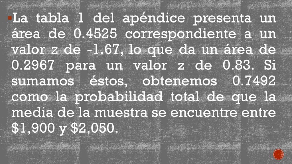 La tabla 1 del apéndice presenta un área de 0