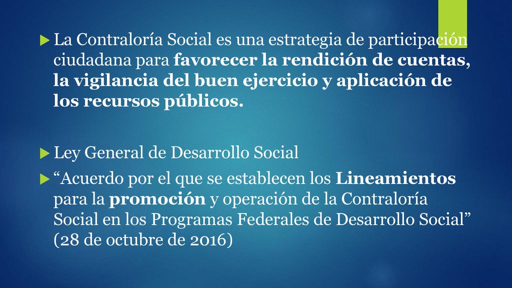 La Contraloría Social es una estrategia de participación ciudadana para favorecer la rendición de cuentas, la vigilancia del buen ejercicio y aplicación de los recursos públicos.