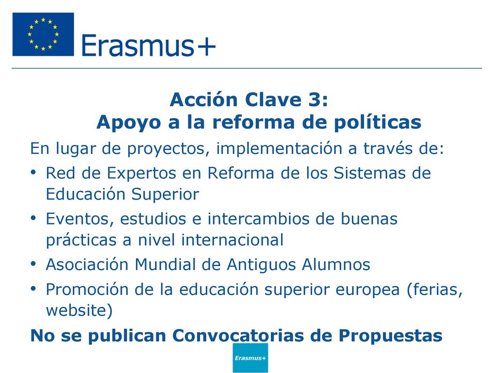 Acción Clave 3: Apoyo a la reforma de políticas