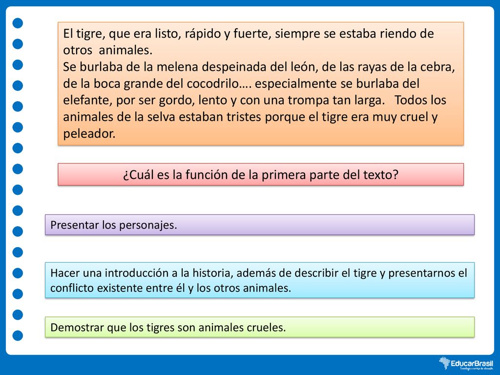 ¿Cuál es la función de la primera parte del texto