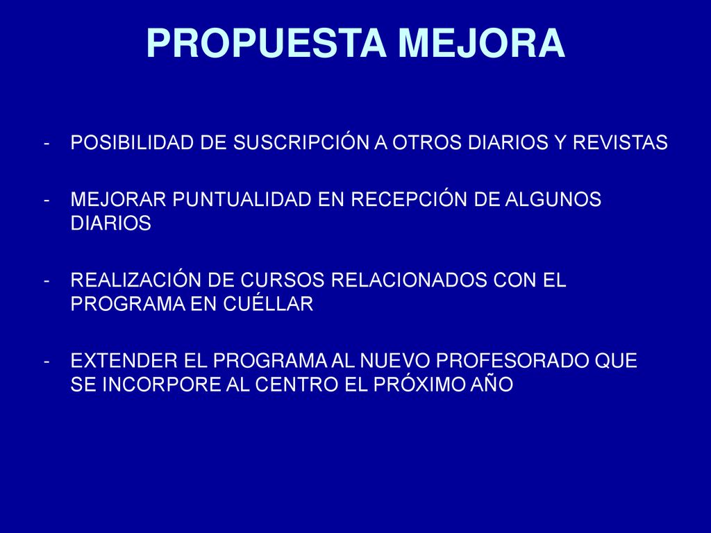 PROPUESTA MEJORA POSIBILIDAD DE SUSCRIPCIÓN A OTROS DIARIOS Y REVISTAS
