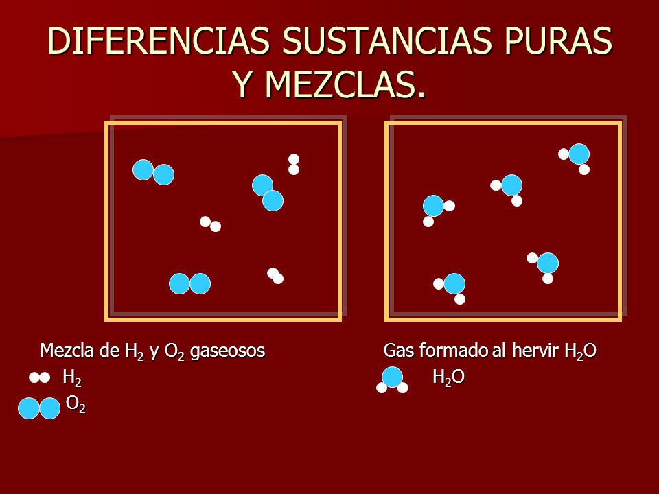 DIFERENCIAS SUSTANCIAS PURAS Y MEZCLAS.