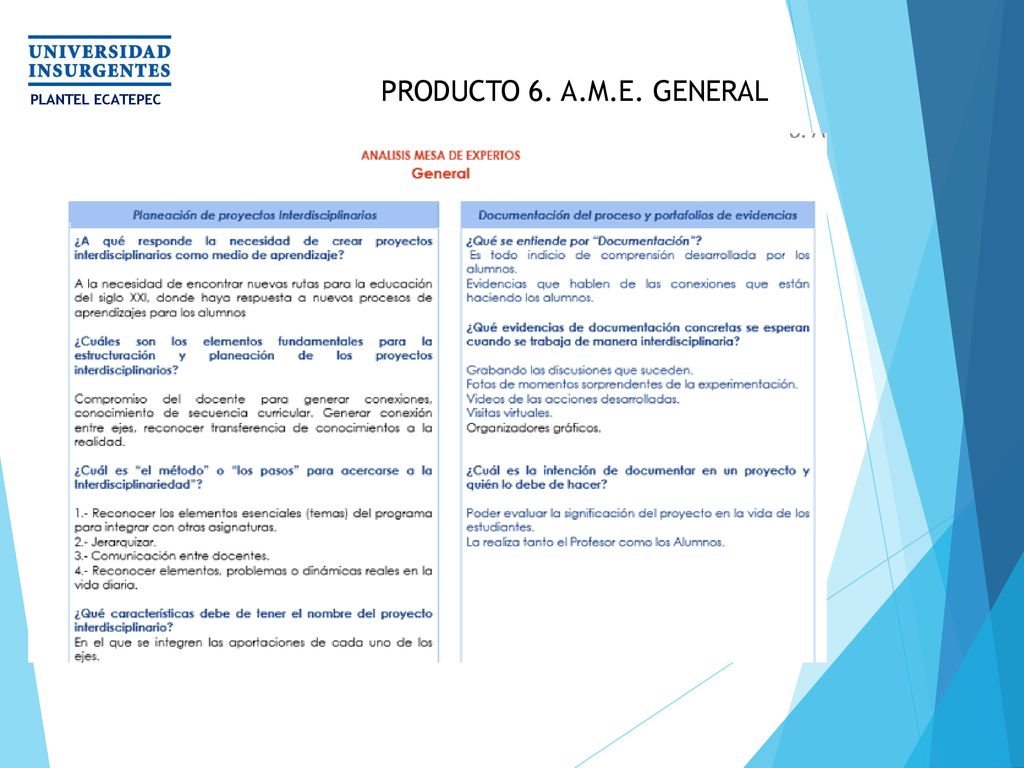 PRODUCTO 6. A.M.E. GENERAL PLANTEL ECATEPEC