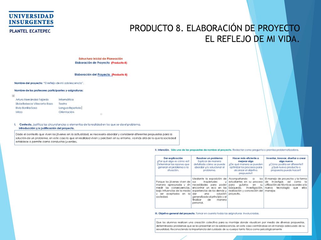 PRODUCTO 8. ELABORACIÓN DE PROYECTO EL REFLEJO DE MI VIDA.