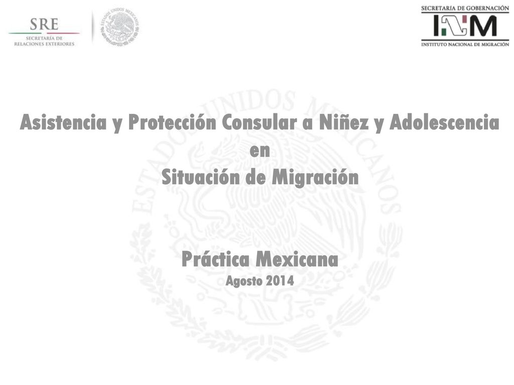 Asistencia y Protección Consular a Niñez y Adolescencia en Situación de Migración Práctica Mexicana Agosto 2014