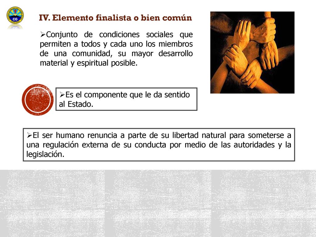IV. Elemento finalista o bien común