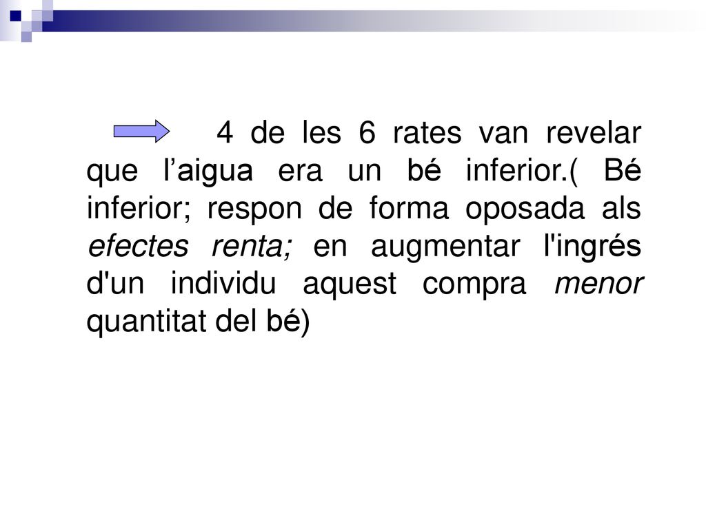 4 de les 6 rates van revelar que l’aigua era un bé inferior