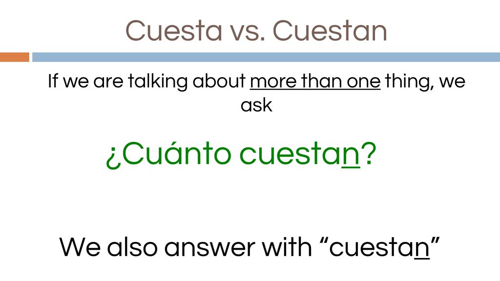 ¿Cuánto cuestan Cuesta vs. Cuestan We also answer with cuestan