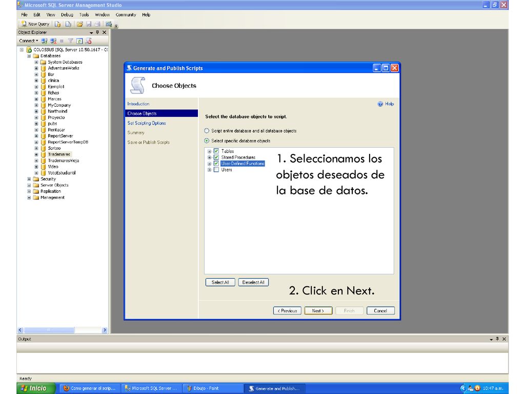 1. Seleccionamos los objetos deseados de la base de datos.