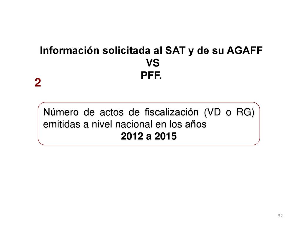 Información solicitada al SAT y de su AGAFF VS PFF.