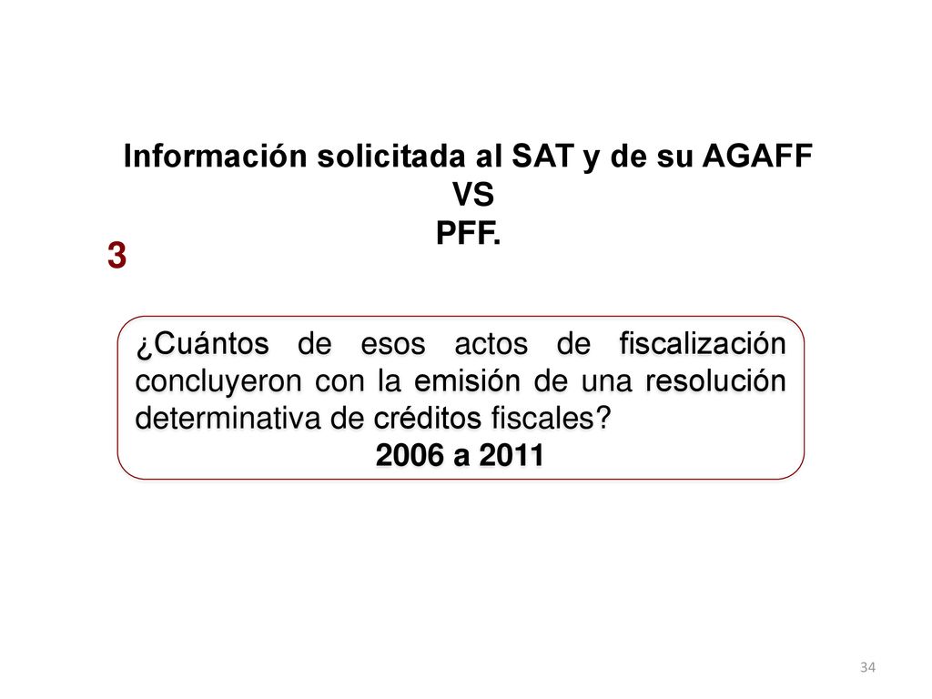 Información solicitada al SAT y de su AGAFF VS PFF.