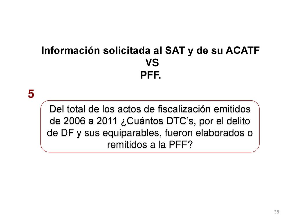 Información solicitada al SAT y de su ACATF VS PFF.