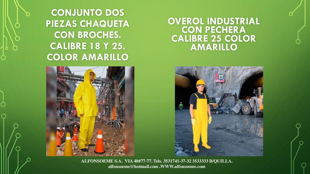OVEROL INDUSTRIAL CON PECHERA CALIBRE 25 COLOR AMARILLO