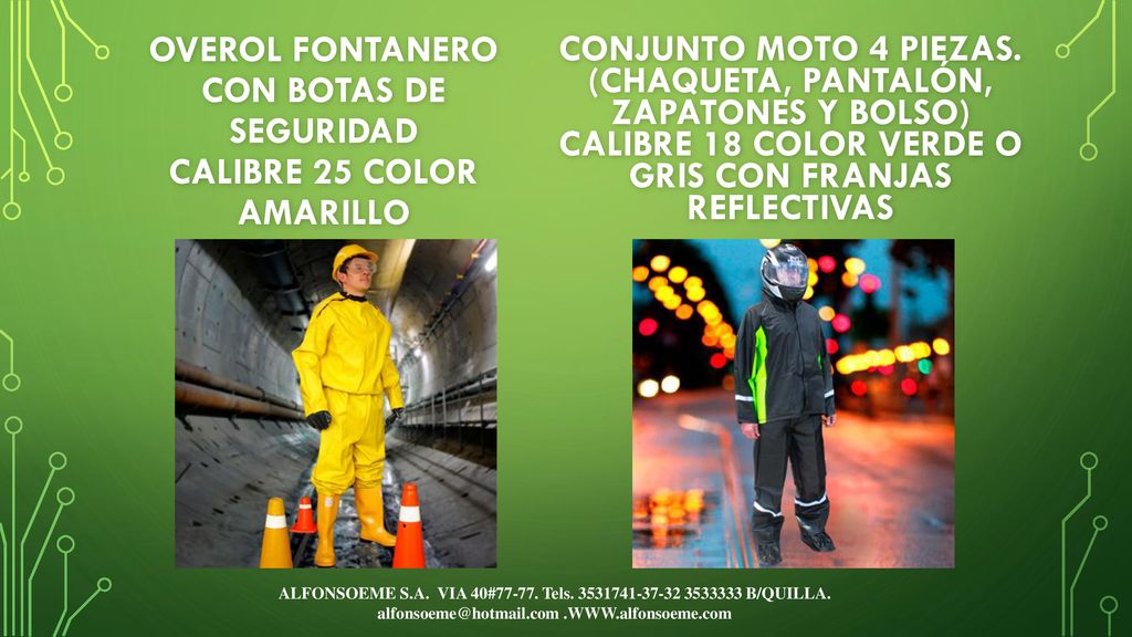 Overol fontanero con botas de seguridad calibre 25 color amarillo