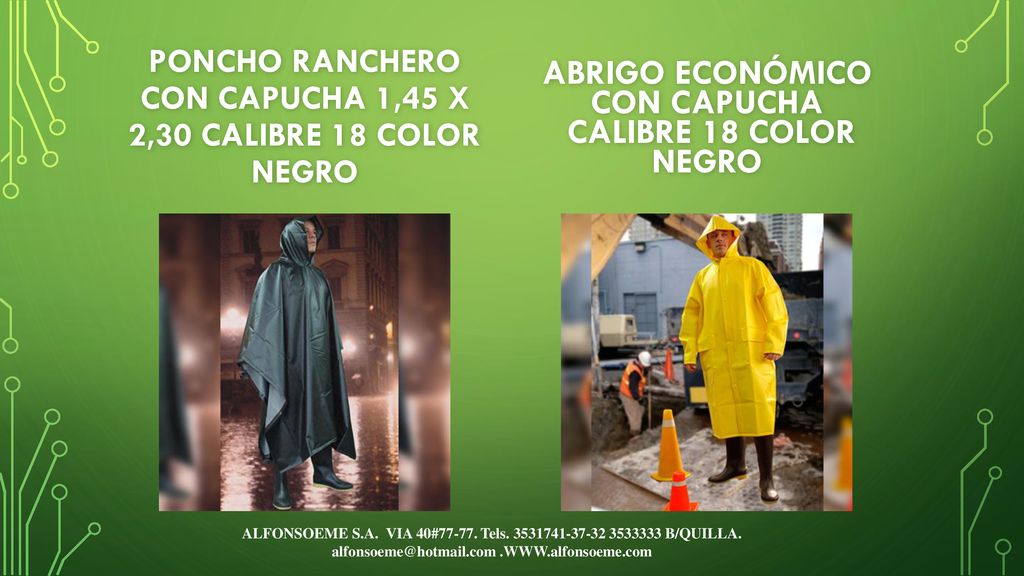 Poncho ranchero con capucha 1,45 x 2,30 calibre 18 color negro