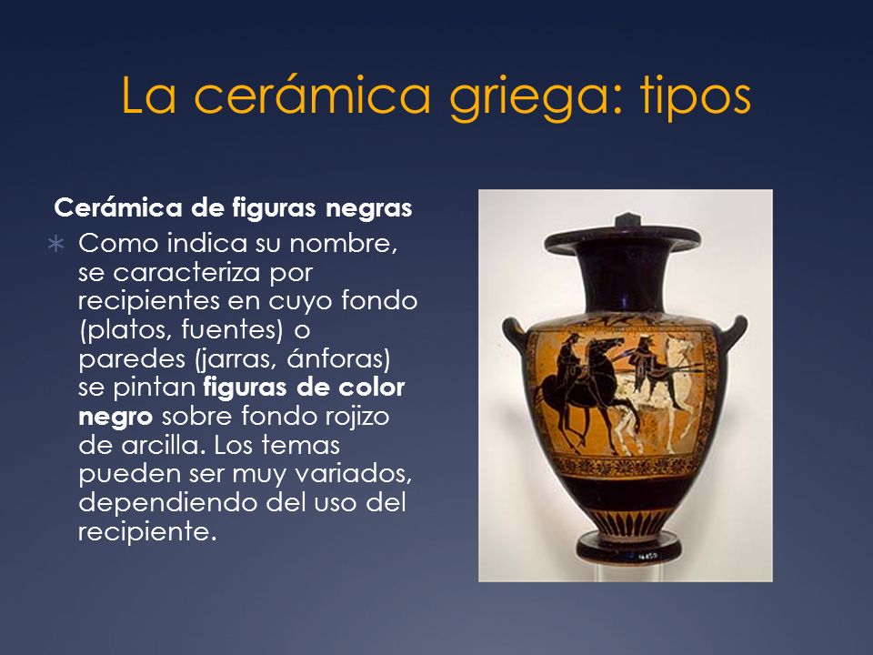 La cerámica griega: tipos