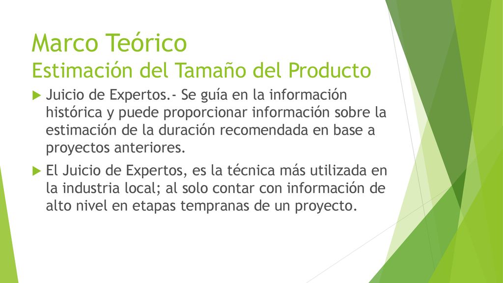 Marco Teórico Estimación del Tamaño del Producto