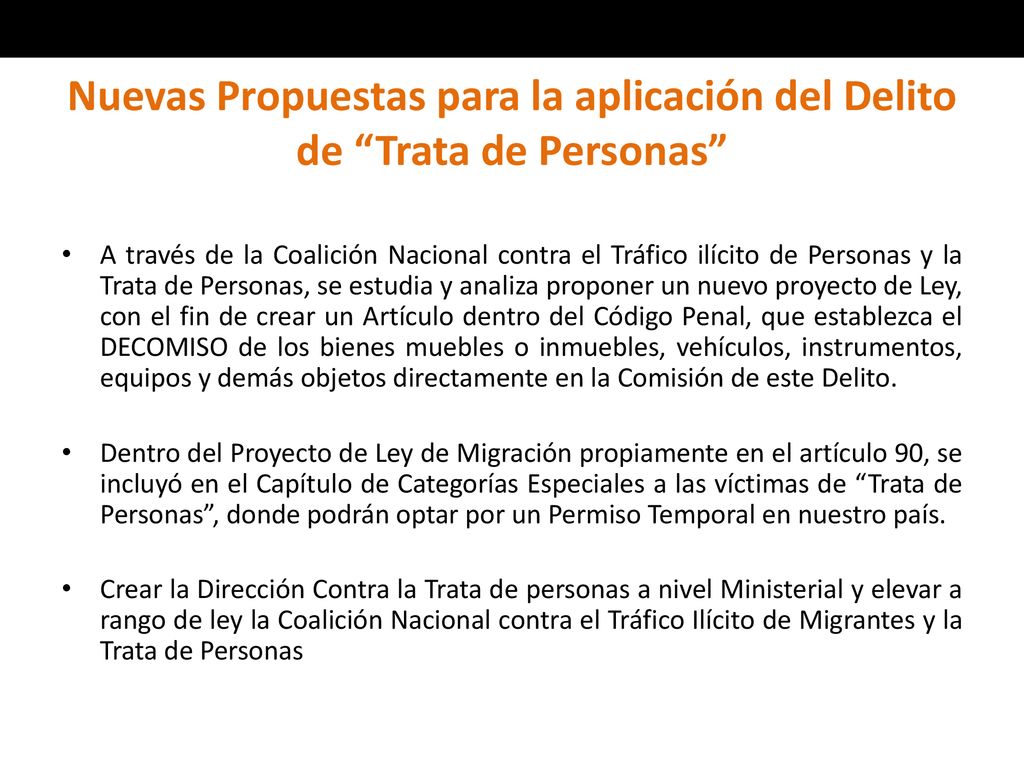 Nuevas Propuestas para la aplicación del Delito de Trata de Personas