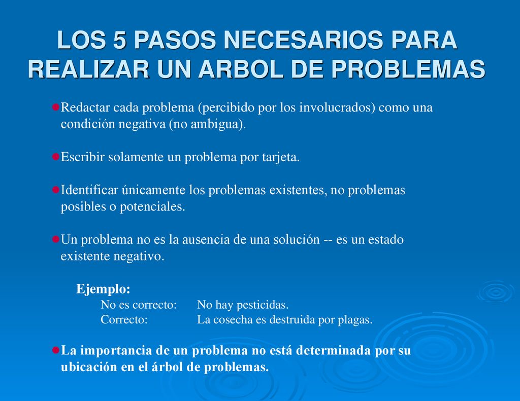 LOS 5 PASOS NECESARIOS PARA REALIZAR UN ARBOL DE PROBLEMAS