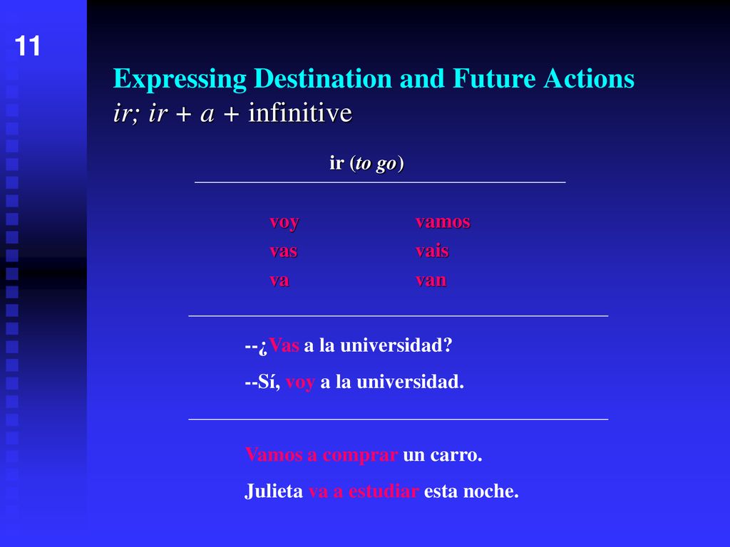 Expressing Destination and Future Actions ir; ir + a + infinitive