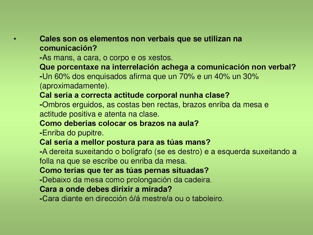 Cales son os elementos non verbais que se utilizan na comunicación