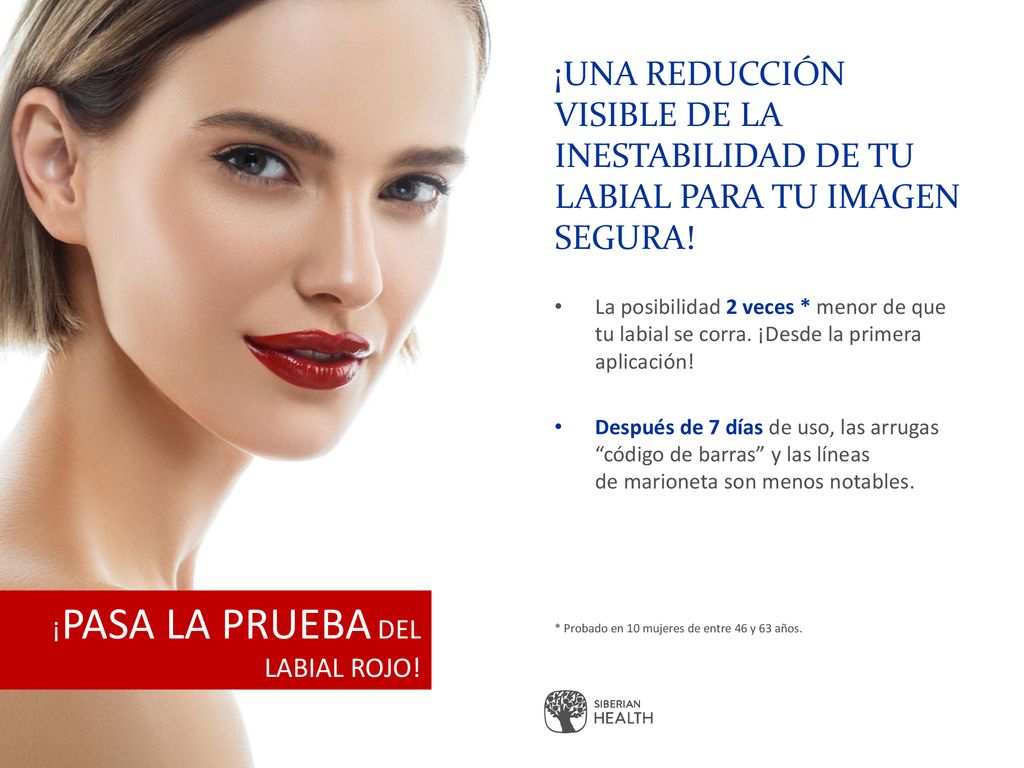 ¡UNA REDUCCIÓN VISIBLE DE LA INESTABILIDAD DE TU labial PARA TU IMAGEN SEGURA!