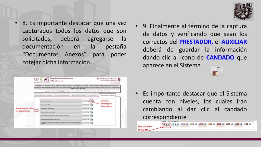 8. Es importante destacar que una vez capturados todos los datos que son solicitados, deberá agregarse la documentación en la pestaña Documentos Anexos para poder cotejar dicha información.