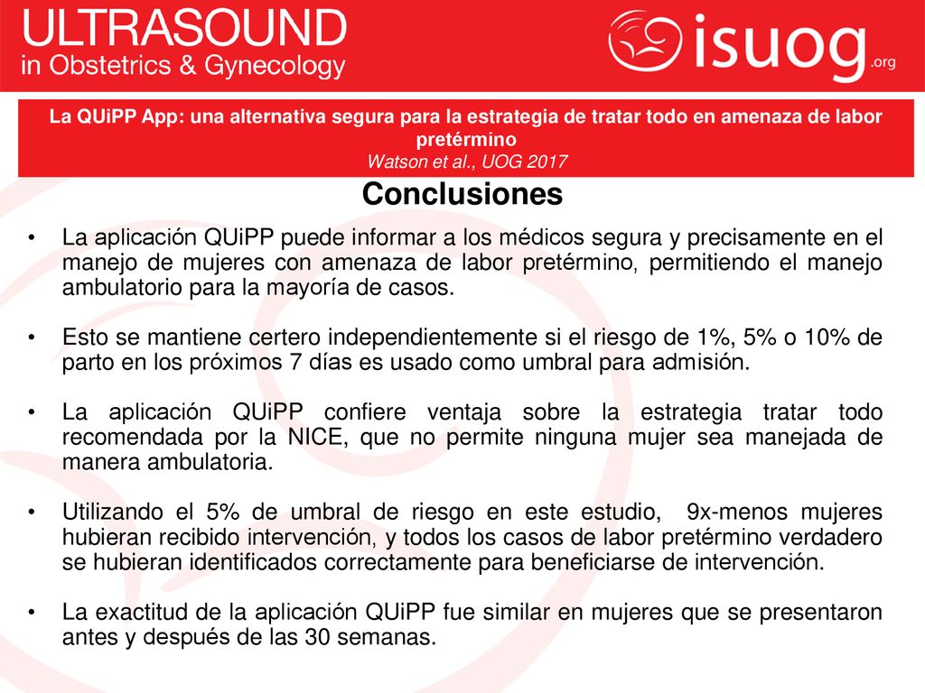 La QUiPP App: una alternativa segura para la estrategia de tratar todo en amenaza de labor pretérmino
