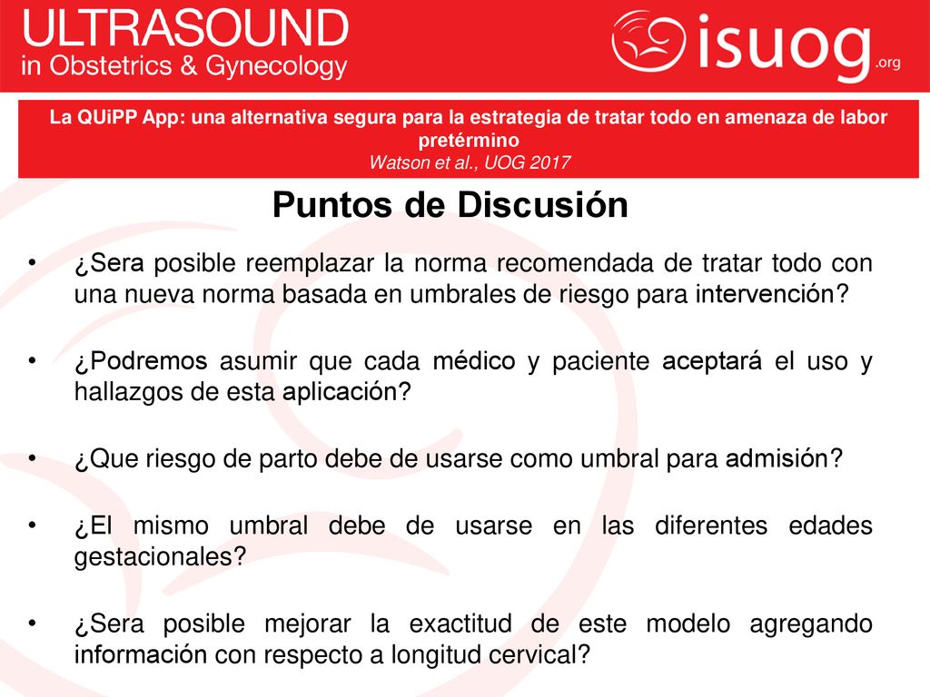 La QUiPP App: una alternativa segura para la estrategia de tratar todo en amenaza de labor pretérmino