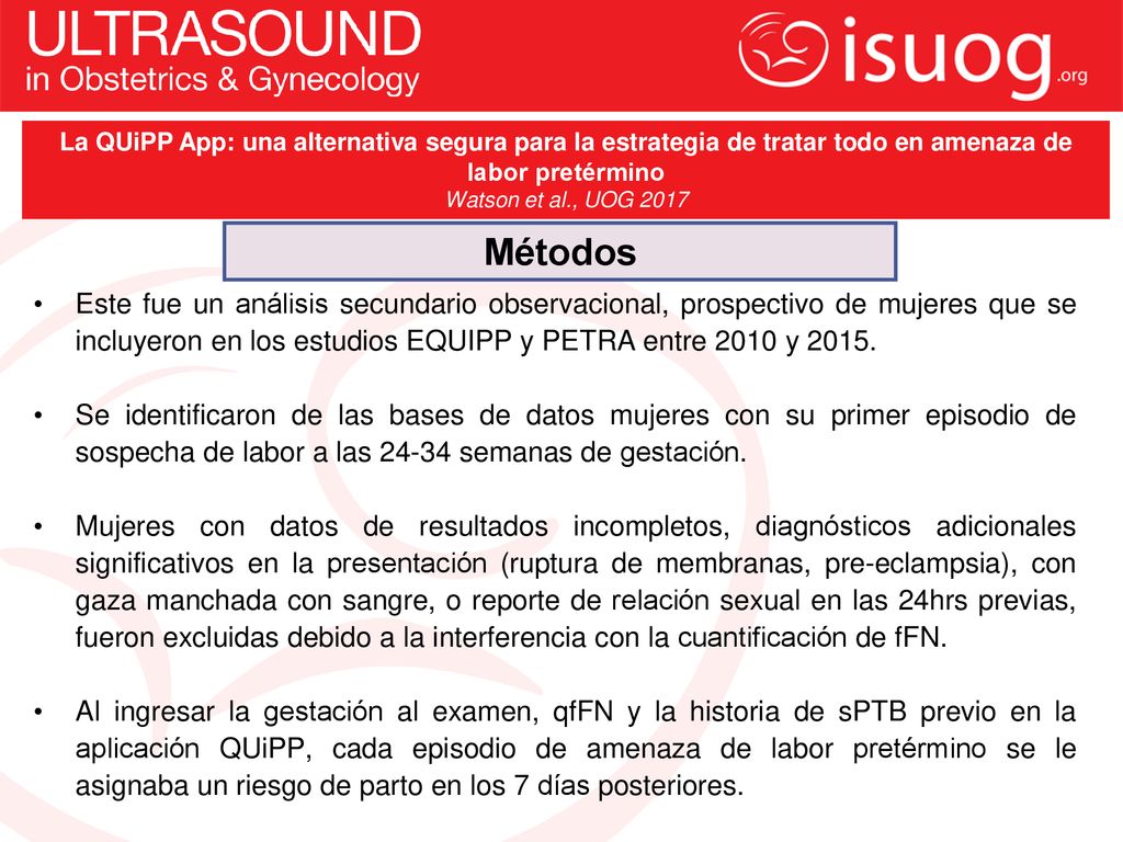 La QUiPP App: una alternativa segura para la estrategia de tratar todo en amenaza de labor pretérmino