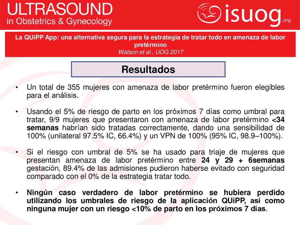 La QUiPP App: una alternativa segura para la estrategia de tratar todo en amenaza de labor pretérmino