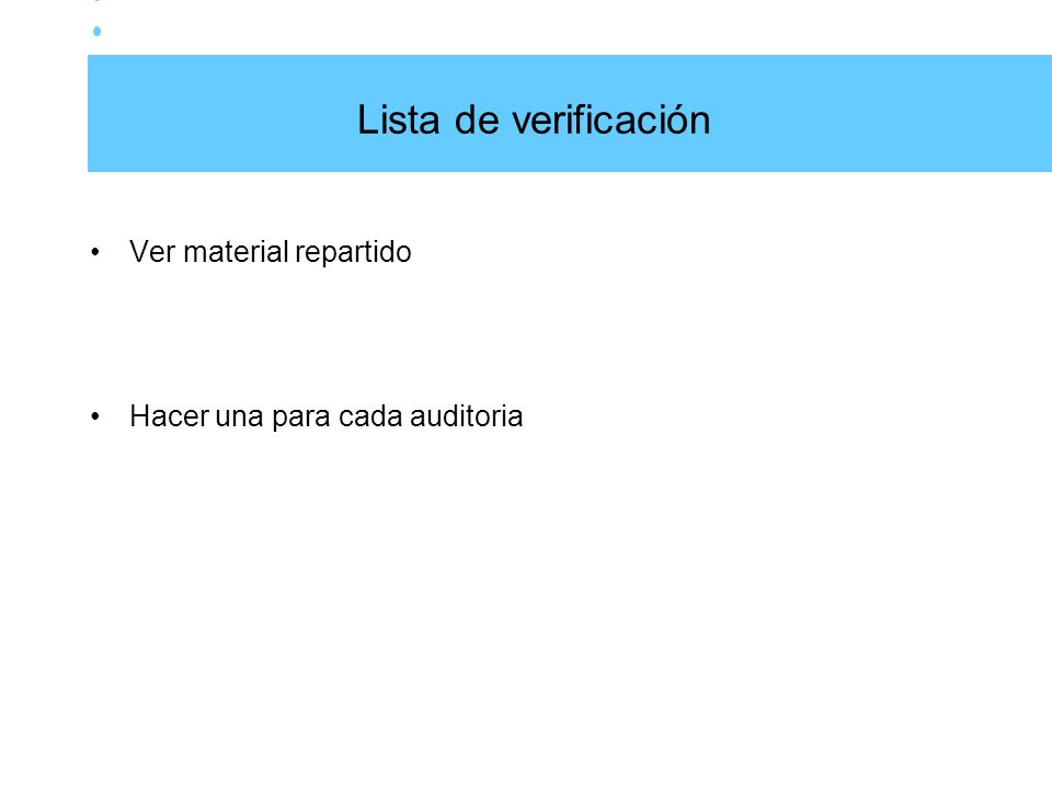 Lista de verificación Ver material repartido