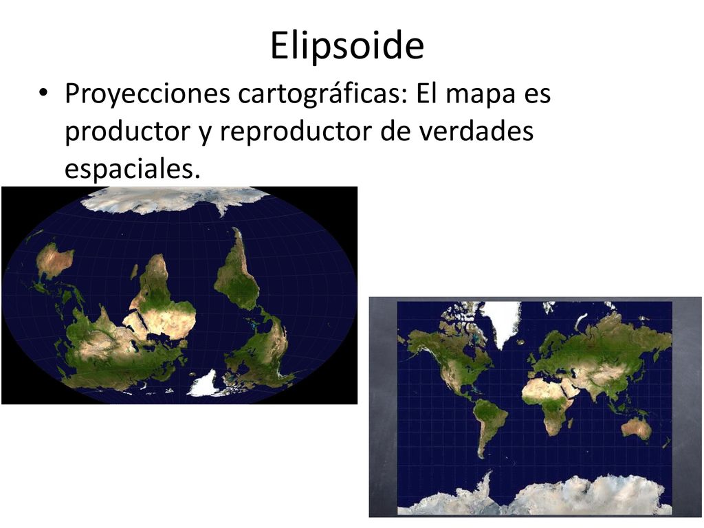 Elipsoide Proyecciones cartográficas: El mapa es productor y reproductor de verdades espaciales.