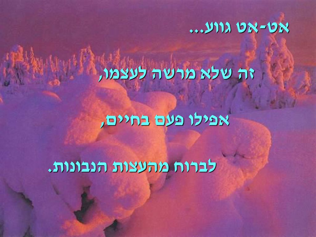 אט-אט גווע... זה שלא מרשה לעצמו, אפילו פעם בחיים, לברוח מהעצות הנבונות.