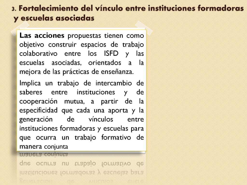 3. Fortalecimiento del vínculo entre instituciones formadoras