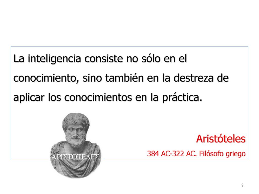 La inteligencia consiste no sólo en el conocimiento, sino también en la destreza de aplicar los conocimientos en la práctica.