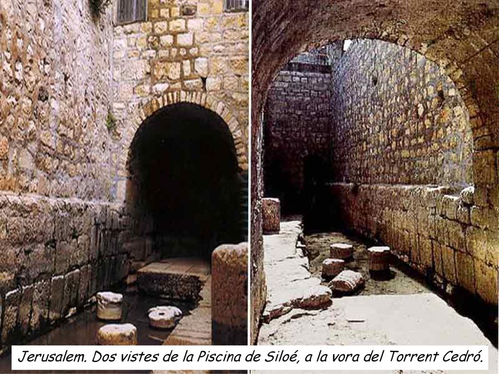 Jerusalem. Dos vistes de la Piscina de Siloé, a la vora del Torrent Cedró.