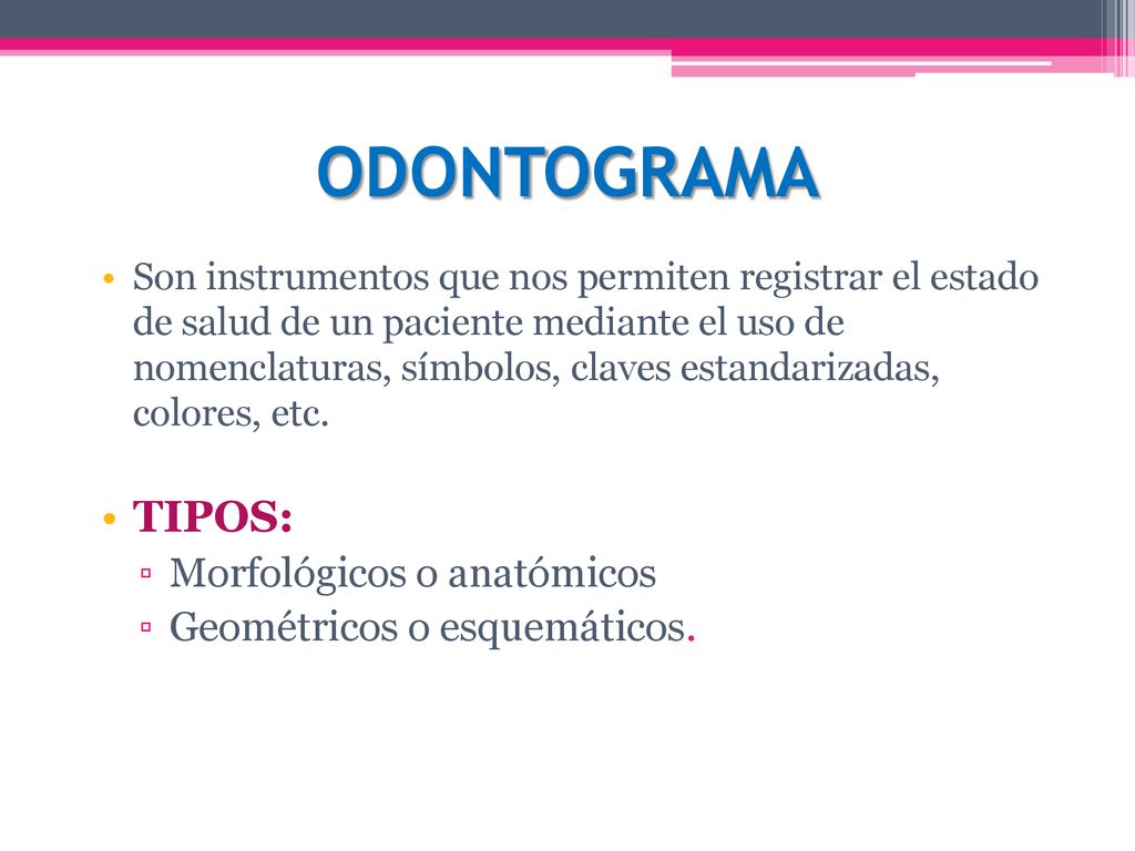 ODONTOGRAMA TIPOS: Morfológicos o anatómicos