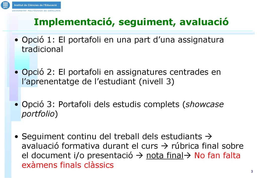 3 Ara Proposeu El Portafoli A La Vostra Assignatura (2,5 H) Presencials ...