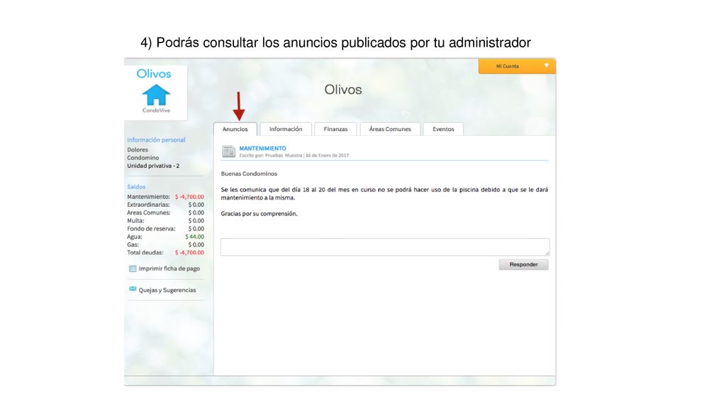4) Podrás consultar los anuncios publicados por tu administrador