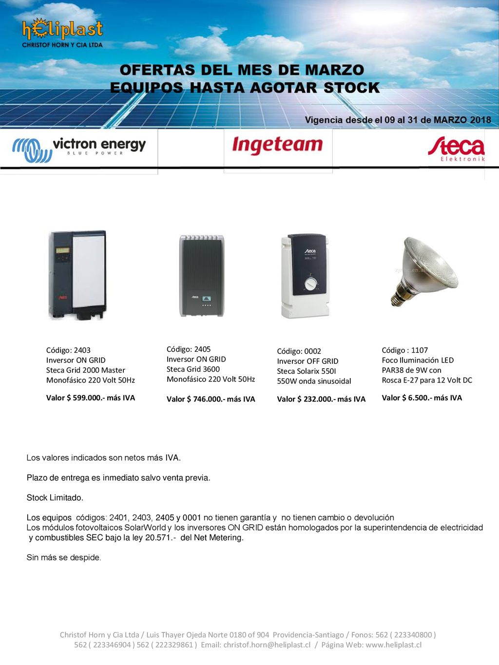 Código: 0002 Inversor OFF GRID. Steca Solarix 550I. 550W onda sinusoidal. Valor $ más IVA.