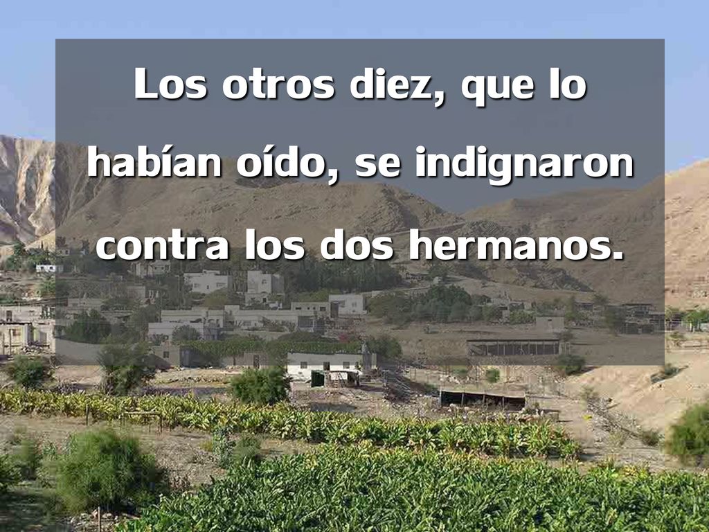 Los otros diez, que lo habían oído, se indignaron contra los dos hermanos.